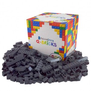 Lego compatibile Q-BRICK - Grigio scuro - 500 pz