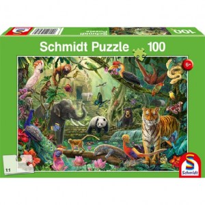 Puzzle Colourful jungle wildlife - 100 pz - Schmidt 56485 - box