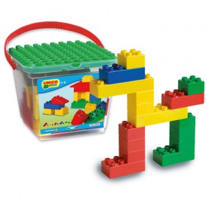 Unico Plus - Secchio con piastra 32 mattoncini - Kit e Secchio