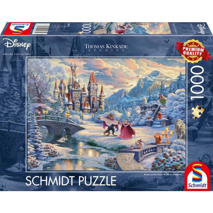 Puzzle Kinkade: Disney La Bella e la Bestia sulla neve – 1000 pz – Schmidt 59671 - immagine 1