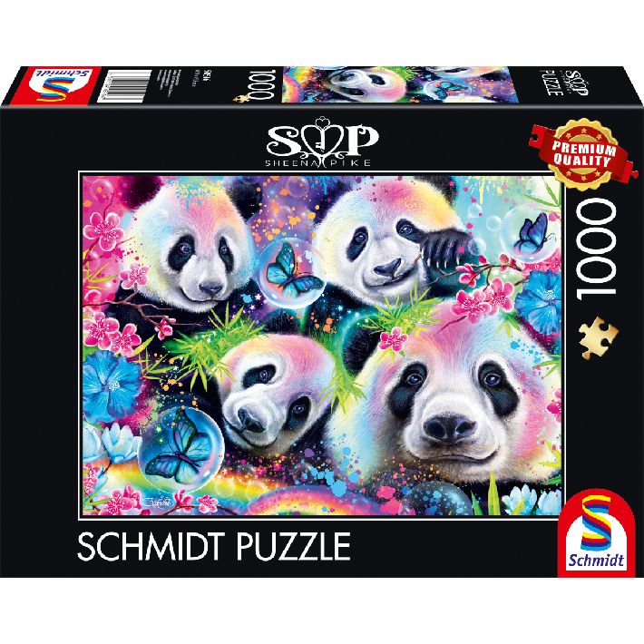 Puzzle Sheena Pike – Panda neon tra i fiori – 1000 pz – Schmidt 58516 - immagine 1
