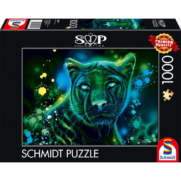 Puzzle Sheena Pike – Pantera blu e verde neon – 1000 pz – Schmidt 58517 - immagine 1