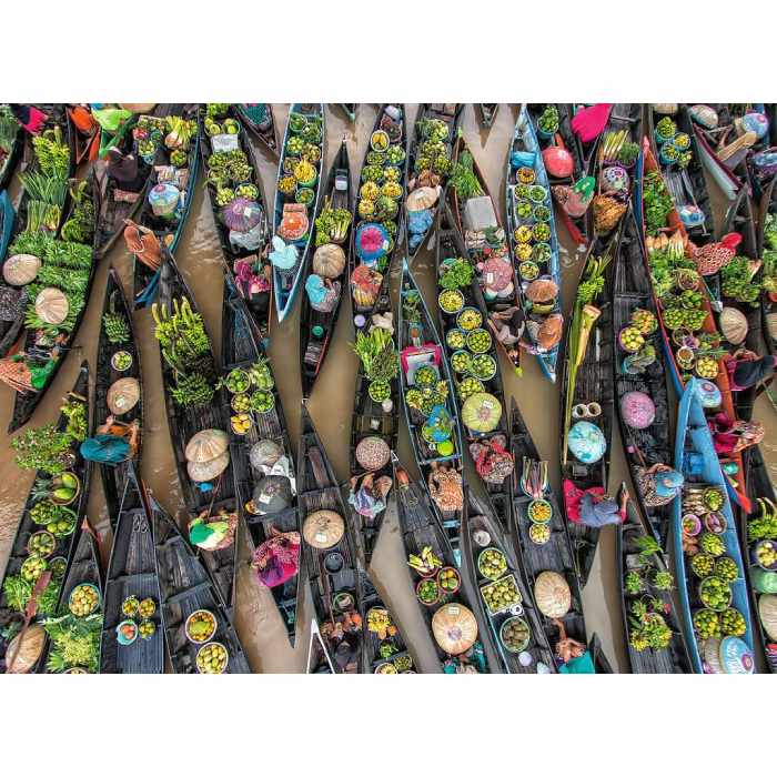 Puzzle Mercato galleggiante in Indonesia – 500 pz – Ravenburger 12001813 - immagine 2
