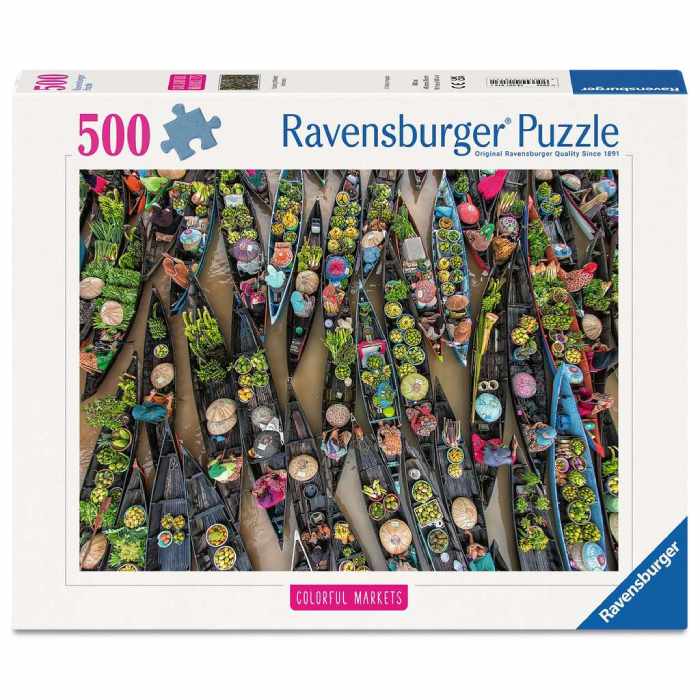 Puzzle Mercato galleggiante in Indonesia – 500 pz – Ravenburger 12001813 - immagine 1